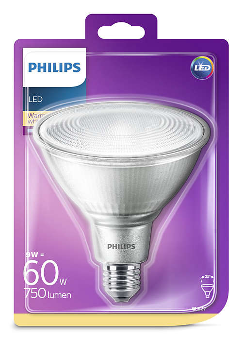 Amfibisch kleinhandel Clam Philips CLA E27 LED Reflectorlamp 9-60W PAR38 Warm Wit