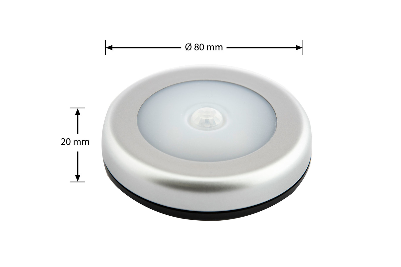 slaap Toestand Neem een ​​bad LED Kastverlichting 1W op Batterijen met Sensor, Grijs, Rond, Warm Wit