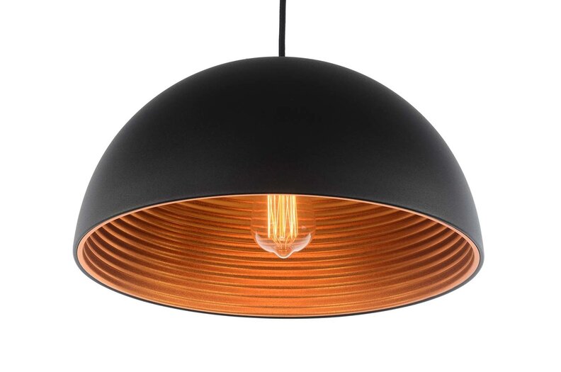 pols resterend Merchandising Lyon Vintage Industriele Design Hanglamp Zwart Koper Ø40cm