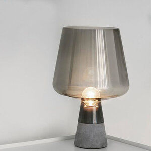 Rusteloosheid Fokken nabootsen Smoke Glazen Tafellamp, Beton, E27 Fitting, ⌀25x38cm, Grijs/Zwart