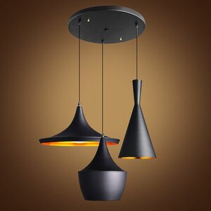 boog In Vast en zeker Catalpa Design Hanglamp, 3 Kappen, Mat Zwart