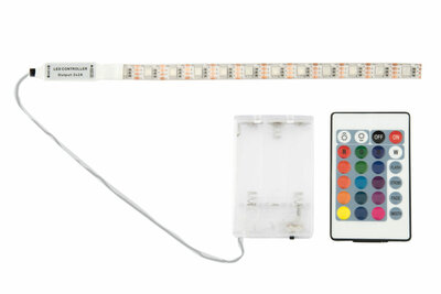 RGB LED Strip Waterdicht Op 3xAA Batterijen, Onderbouw -