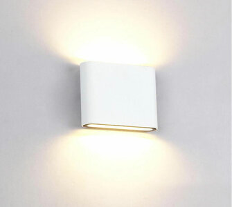 Facet timmerman vergeven LED Wandlamp 6W Rechthoekig Warm Wit, Wit - Terrasoverkapping licht